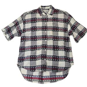 Company One Womens Shirt Sz M  Stars  Red Blue White 100% Cotton Short Sleeve